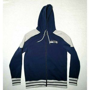 Seattle Seahawks Zip Up Hoodie Sweatshirt Embroidered Logos Men's Size Medium